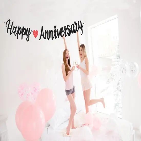 Black Happy Anniversary Banner {5}