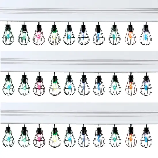 Collections Etc Solar Powered Color-Changing Lightbulbs Outdoor String Lights Lightb {2}