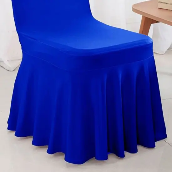 Royal Blue Spandex Skirt Banquet Chair Cover for Weddings and Formal Events {4}