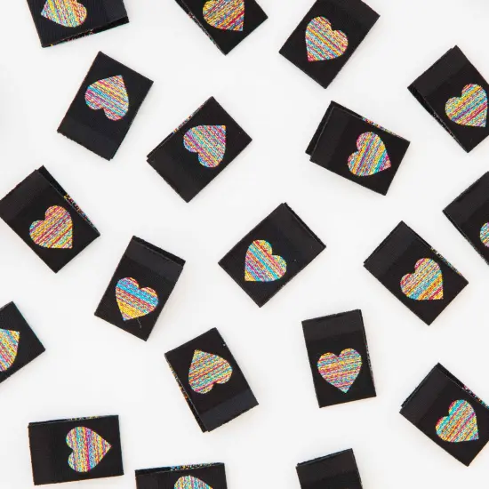 Metallic Rainbow Heart Woven Sewing and Quilting Labels {3}
