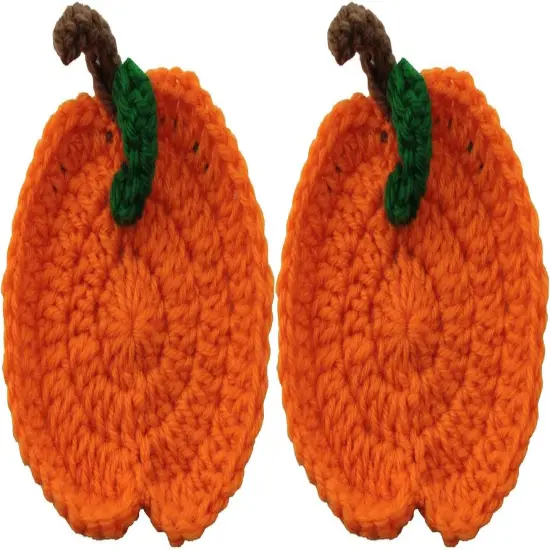 2PCS Fall Pumpkin Coaster Handmade Crochet Drink Coaster Woven Pumpkin {3}