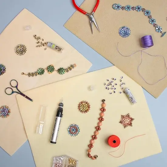 The Beadsmith Beading Mats Set &ndash; Double-Sided Stringing Work Mats, 3-Pack, 11"x14" Each, Washable, Wrinkle-Free, Soft Foam-Like Texture {4}