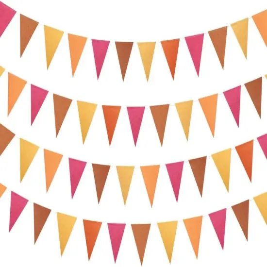 Fall Bunting Banner Triangle Flag Fabric Cotton Pennant Garland- 40 Ft {1}