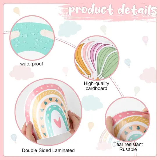 58 Pcs Rainbow Bulletin Board Set Decorations Boho Classroom Decor {2}