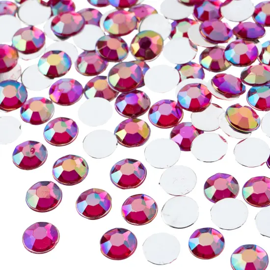 John Bead 8mm (SS39) Round Acrylic Flat Back Rhinestones, 1000pcs Fuchsia AB {1}