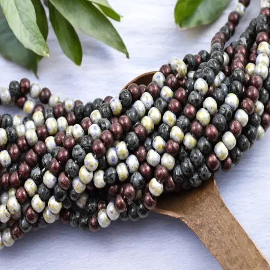4/0 Aged Noire Picasso Mix Seed Beads (19" Strand) {2}