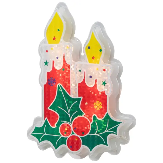 Northlight Lighted Berry Candle Christmas Window Silhouette - 12" - Clear Lights Red {6}