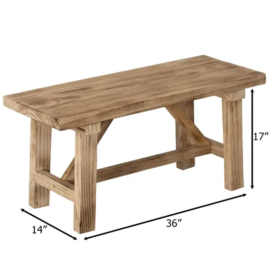 Vintiquewise Wooden Bench Farmhouse Entryway Organizer Retro Rustic Accent Seat Natural Wood Armless Design for Living Room Hallway Kitchen Dining Room Stylish & Practical D&eacute;cor for Indoor Space {9}