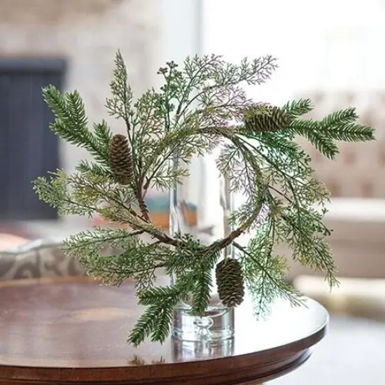 Mossy Glen Pine & Cedar Candle Ring 6.5" {3}
