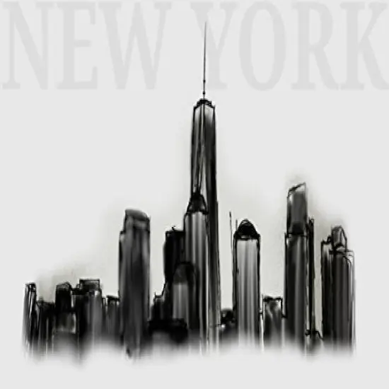 New York Skyline Drawing Edible Cake Image Topper 1/4 Sheet {1}