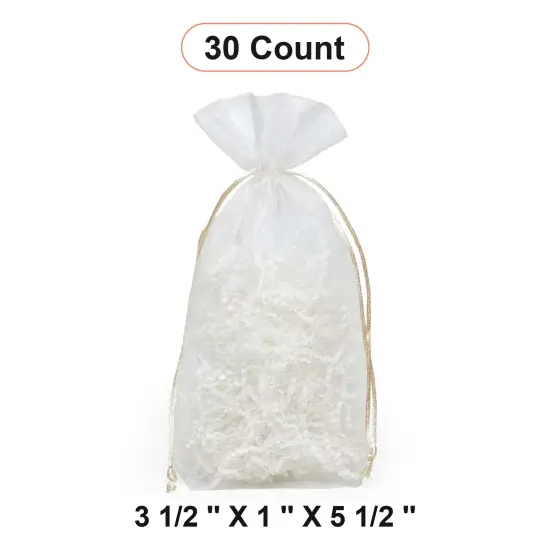 Flat Bottom Organza Bags 3 1/2''x 1''x 5 1/2'' for Wedding Favors Ivory {1}