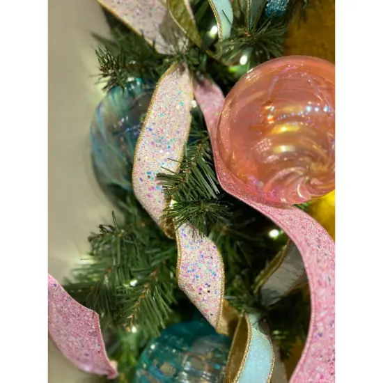 2.5" Glitter Confetti Ribbon: Pink (10 Yards) {6}