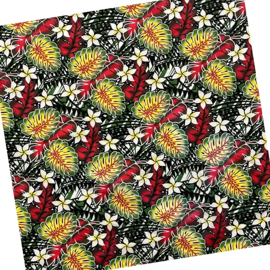 1 Yard Tiare Split Leaf Monstera Poly Cotton Fabric 44/45 Inches Wide Royal {6}