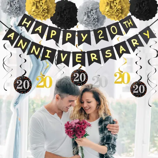 20th Anniversary Decorations Kit - Including Glitter Banner {4}