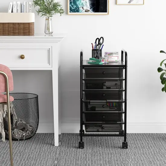 Metal 6 Tier Rolling Cart with 6 Drawers {2}