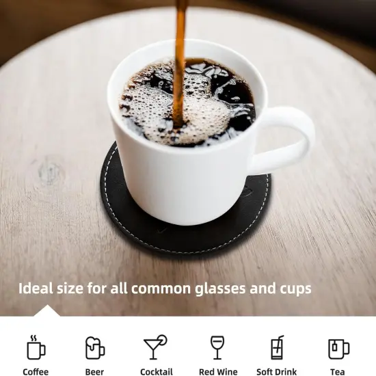 6 Leather Handmade Embossing Coasters {3}