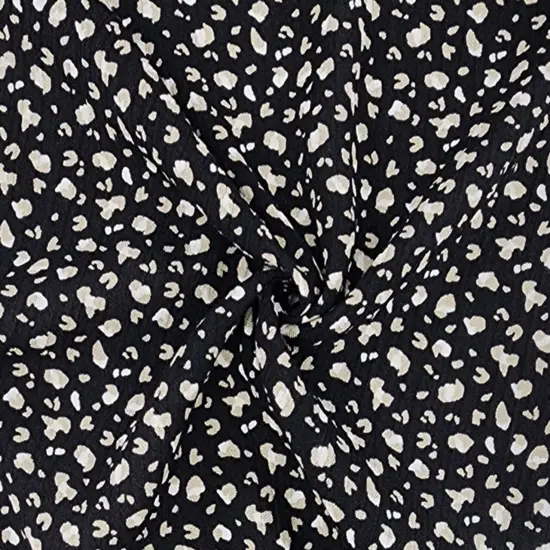 1 Yard Rayon Crinkle Black/Taupe Woven Fabric, 50/52&Prime; Wide 100% Rayon {3}