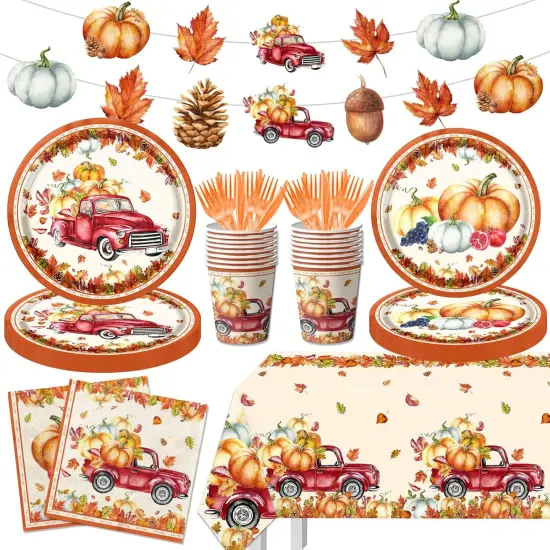 142Pcs Fall Party Plates and Napkins Party Supplies {1}
