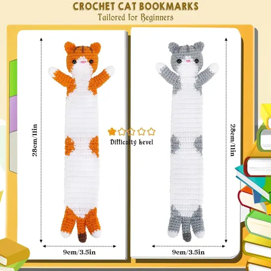 2 PCS Long Cat Crochet Kits (Orange & Gray) {3}