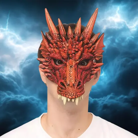 Supersoft Fantasy Red Dragon Adult Costume Mask {4}