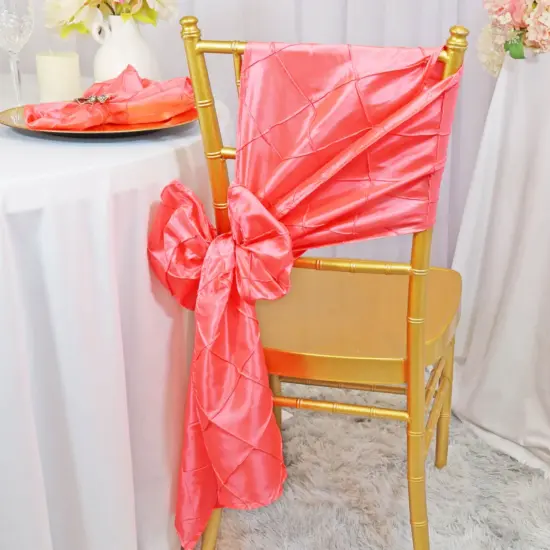 10 Pieces Stunning 9.5 by 108 inch Pintuck Taffeta Chair Sashes Coral {2}
