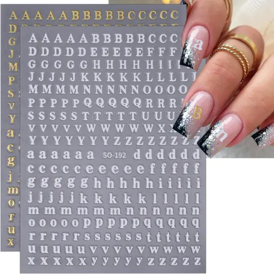 6 Sheets Alphabet Nail Decals 3D Self-Adhesive {2}