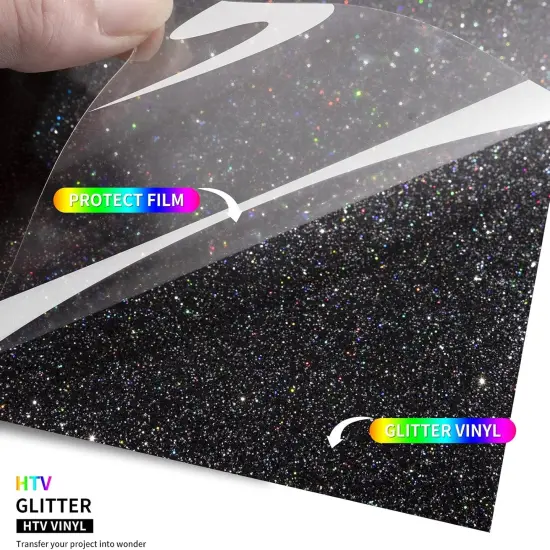 Black Glitter HTV Glitter Heat Transfer Vinyl 12inx5ft {2}