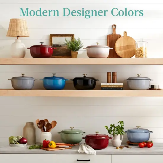 Best Choice Products 7.5 Quart Enamel Cast-Iron Dutch Oven, Heavy-Duty Cookware w/ Dual Handles, Lid Vanilla Buttercream {6}