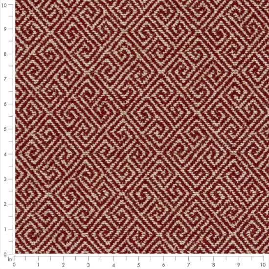 Greek Key Crimson - Red & Burgundy Abstract & Geometric,Greek Key Upholstery Fabric 54 Inches" {2}