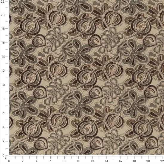 Sand - AquaTeal,brown Floral Upholstery Fabric 54 Inches" {2}