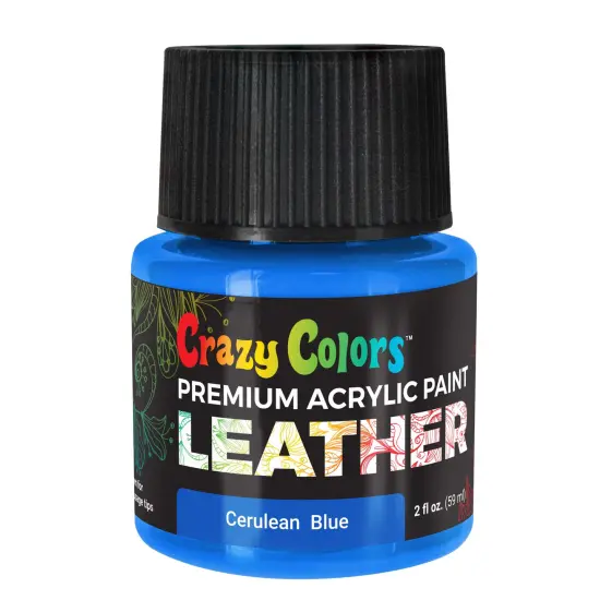 Cerulean Blue Premium Acrylic Leather and Shoe Paint, 2 oz Bottle - Flexible, Crack, Scratch, Peel Resistant - Artist Create Custom Sneakers, Jackets, Bags, Purses, Furniture Artwork {1}