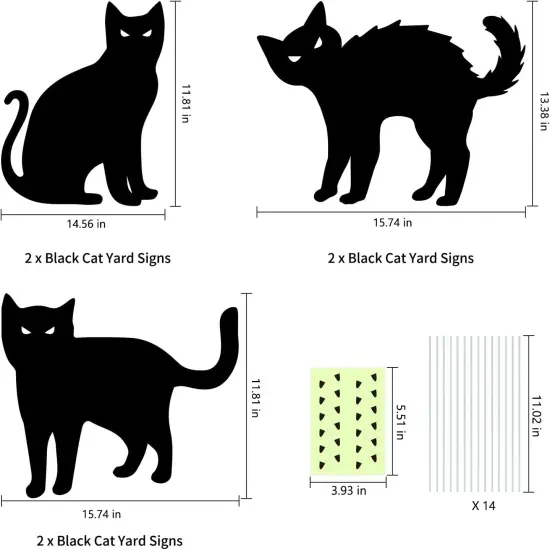Halloween Decorations Outdoor, 6ct Black Cat Decor Yard Signs with Stakes, Scary Silhouette with Glow in Dark Eyes, Corrugated Plastic, Waterproof Lawn Decorations for Kids Family Home Party {4}