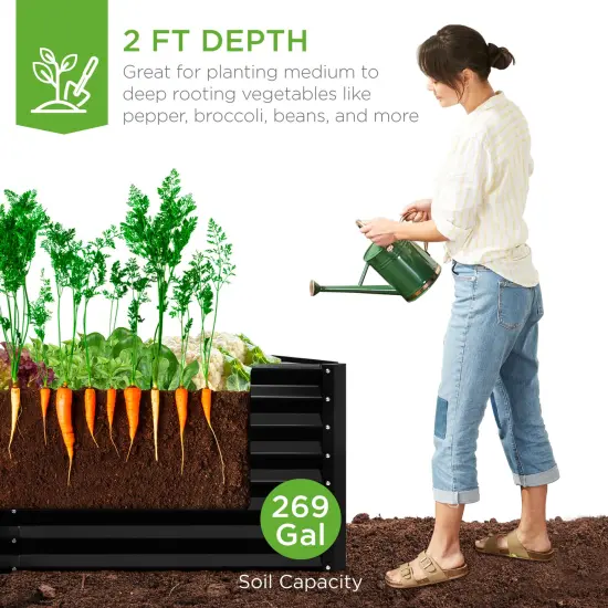 Best Choice Products 6x3x2ft Outdoor Metal Raised Garden Bed, Planter Box for Vegetables, Flowers, Herbs Black {2}
