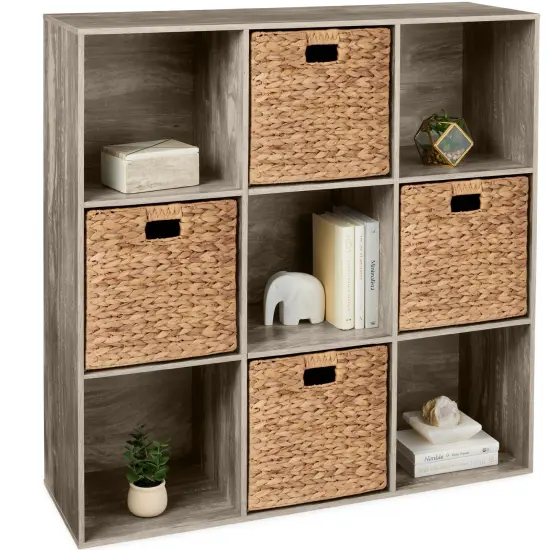 Best Choice Products 9-Cube Bookshelf, 13.5in Display Storage System, Organizer w/ Removable Back Panels Greige {1}