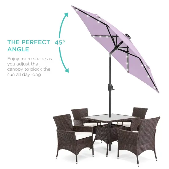 Best Choice Products 7.5ft Outdoor Solar Patio Umbrella for Deck, Pool w/ Tilt, Crank, LED Lights Lavender {2}