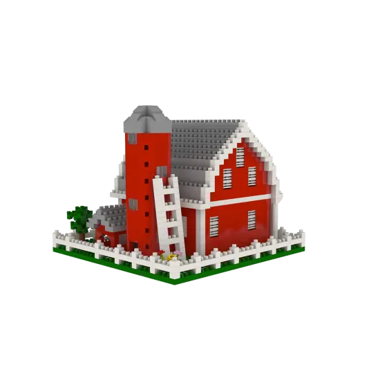 Mini Building Blocks - Farm Series - Barn with Fence {5}