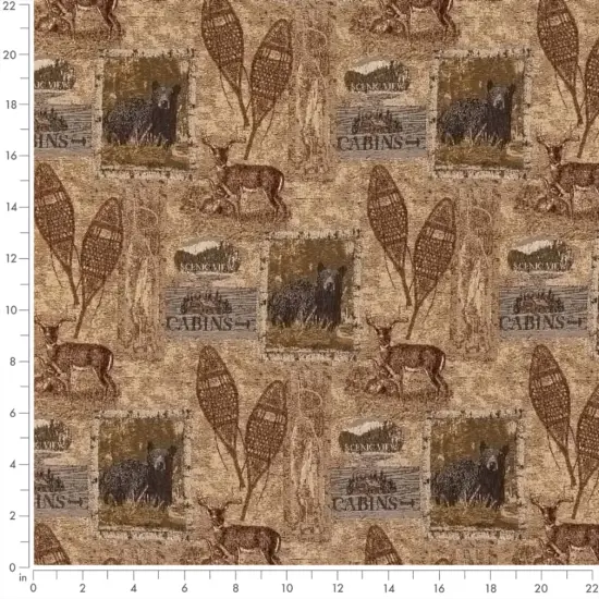 Cabin Pine - Beige & Taupe,Brown Novelty Upholstery Fabric 54 Inches" {3}