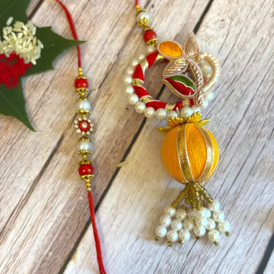 Leaf Lumba Designer Rakhi for Brother Gift Hamper for Brother Bhai and Bhabhi. Thread Bracelet for Rakshabandhan Raki. Rakasha Bandhan Gifts from Sister, {1}