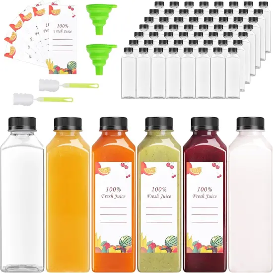 40pcs 16oz Pcs Juice Bottles with Caps {1}