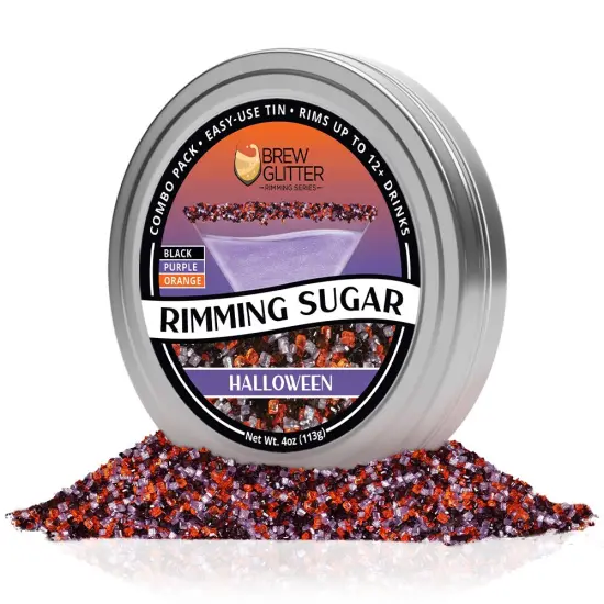 Brew Glitter - Halloween Rimming Sugar (4oz, 1x Bar Tin) Cocktail Garnish for Mixed Drinks & Refreshments {3}