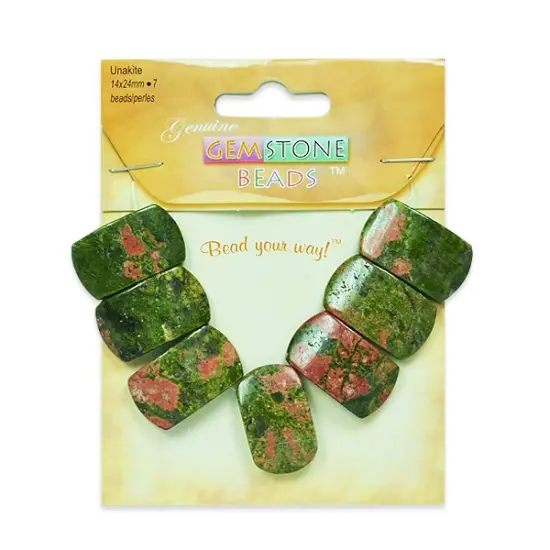 6 Packs of Unakite Half Moon Beads Pack of 7 {1}