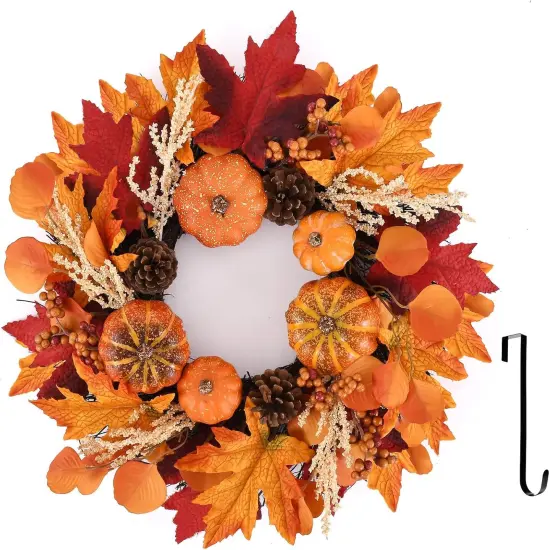Fall Wreath 19 Inch Autumn Front Door {1}
