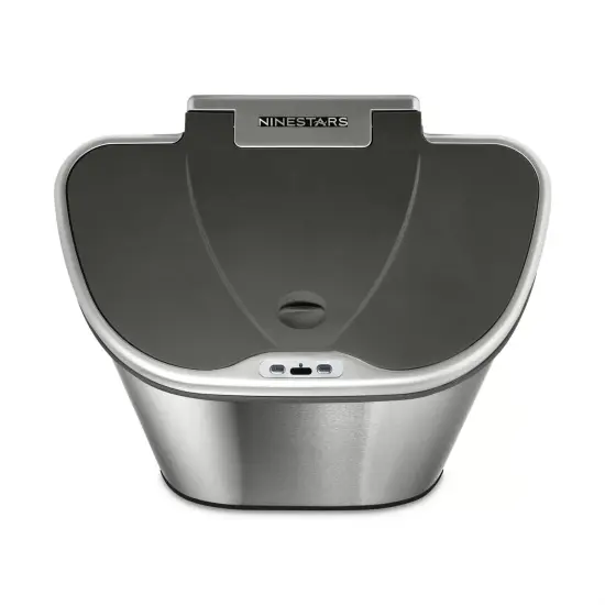 Silver Stainless Steel Dual-Compartment Trash Can with Motion Sensor and Soft Close Lid {4}
