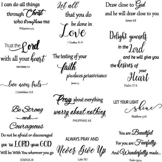 12 Pieces Bible Verse Wall Stickers {1}