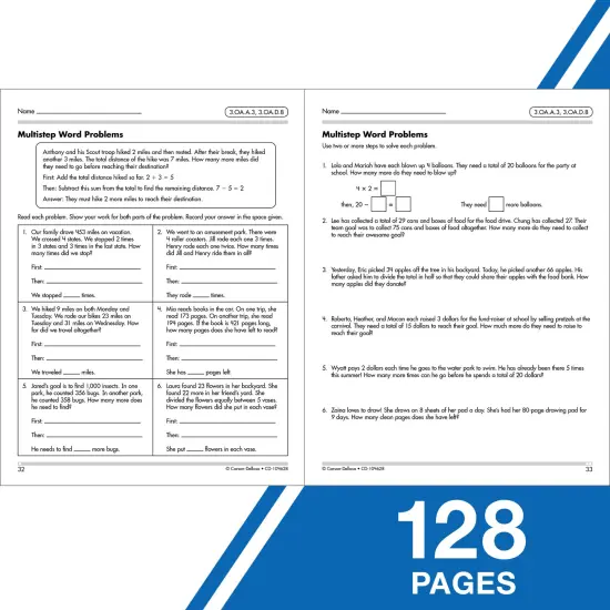 Carson Dellosa 3rd Grade Math Workbook, Algebra, Multiplication, Division, Arithmetic, Fractions, Addition and Subtraction Within 1000, and More, Classroom or Homeschool Curriculum {4}