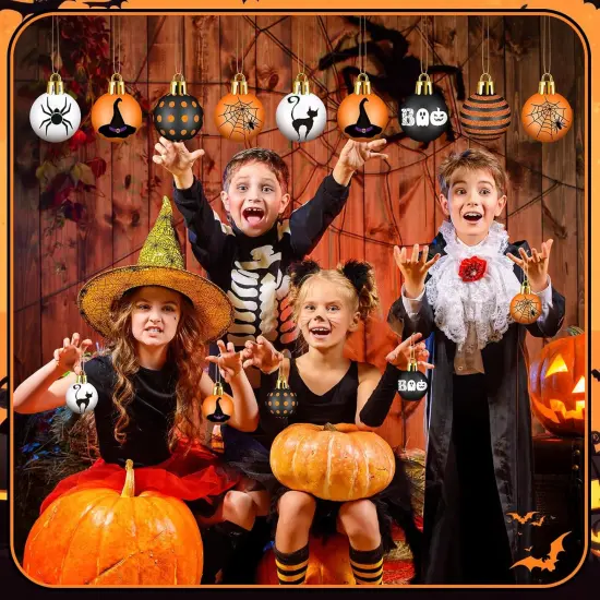 24 Pcs 1.57 Inches Halloween Ball Ornaments -Classic Color {2}