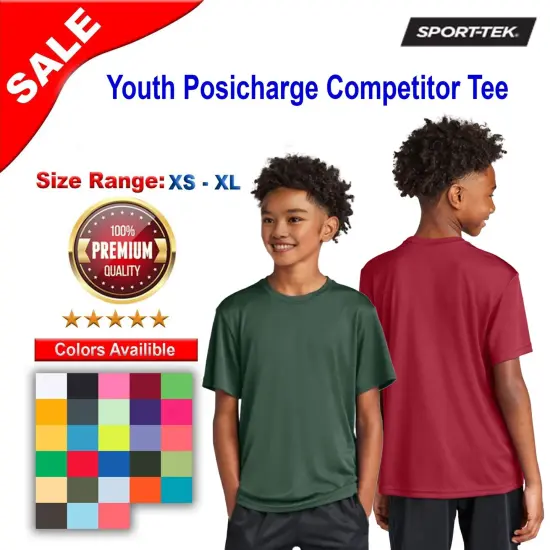 Sport-Tek&reg; Youth Crewneck PosiCharge Competitor Short Sleeve Tee Cardinal {2}