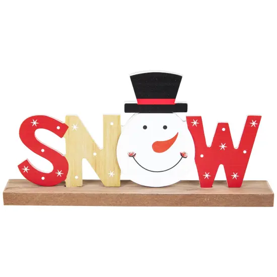 Northlight Wooden Snowman Tabletop Christmas Sign - 9.5" Red {3}