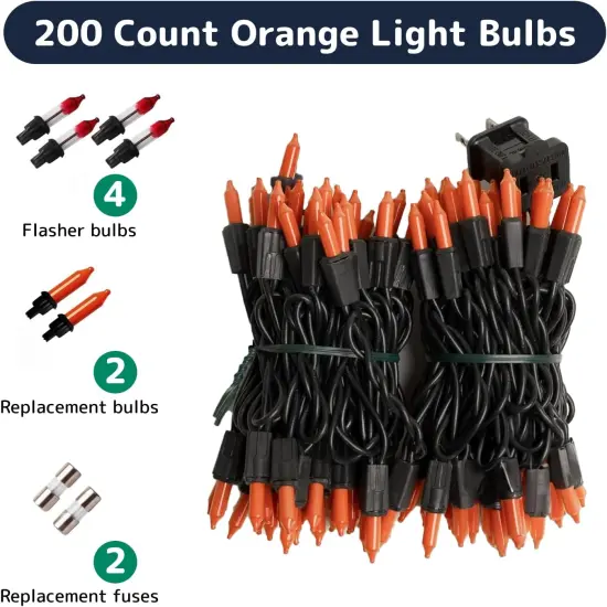 Incandescent Orange Christmas String Lights with Black Wire - 200 Count, 40Ft {5}
