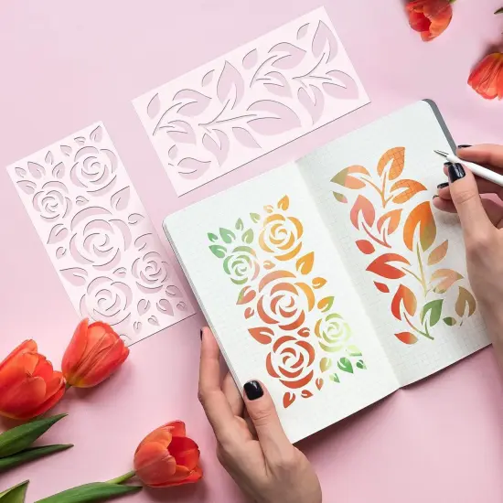 16 Pieces Leaf Painting Stencils Reusable Plant Stencil Spring Summer {3}